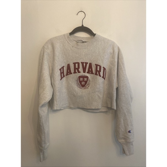 Champion Tops - Vtg‎ Champion Reverse Weave 90's Harvard Embroidered Crop Sweatshirt Size Small
